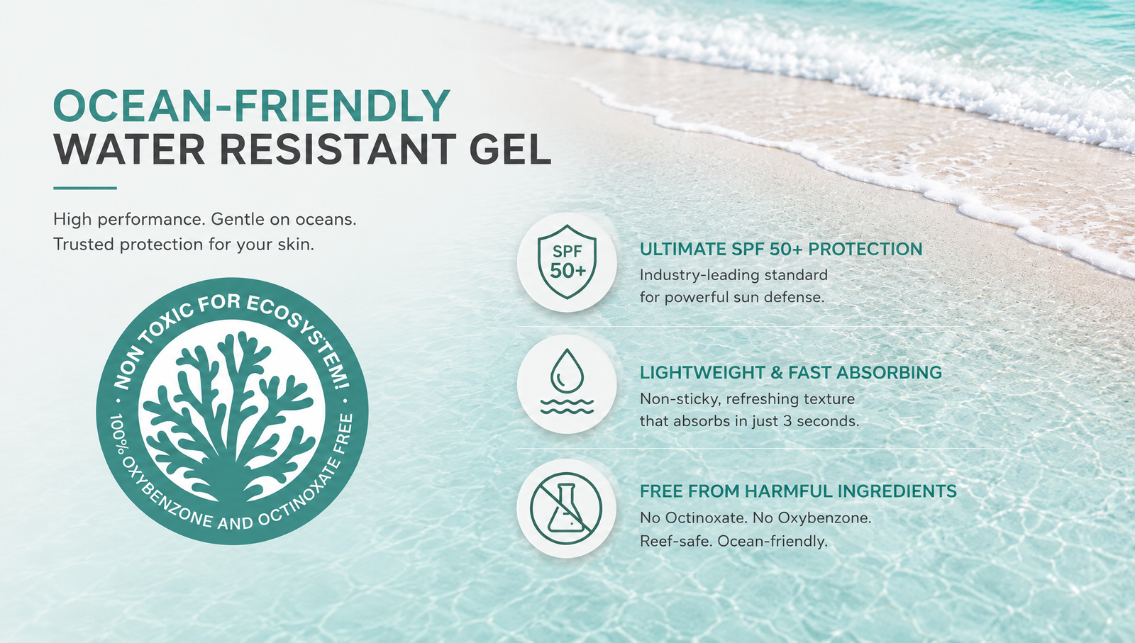 imei ocean friendly water resistant gel spf50 sunscreen oem